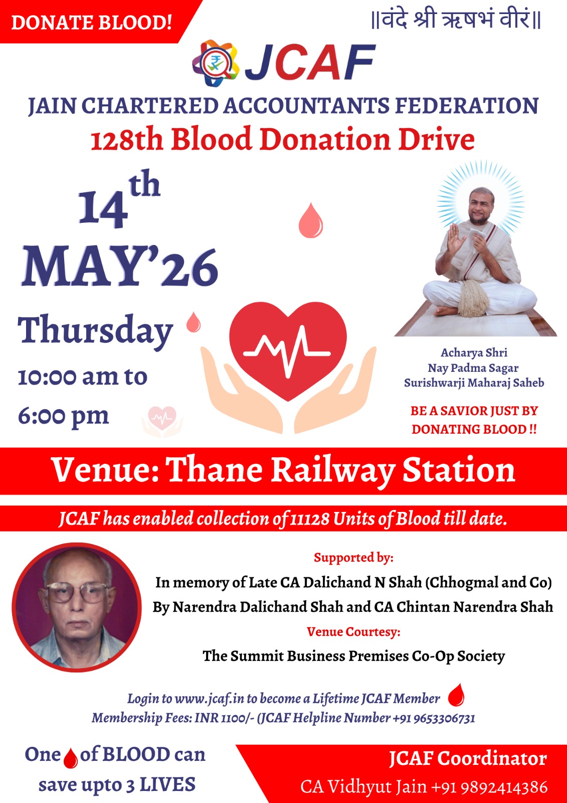 128 th Blood Donation Drive  Thane Railway Station.